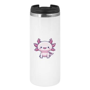 Pink kawaii Axolotl – Niedliches Tier - Thermobecher - Weiß - Vorne
