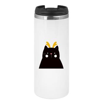 Chat noir aux bois dorés - Mug isotherme - blanc - Devant