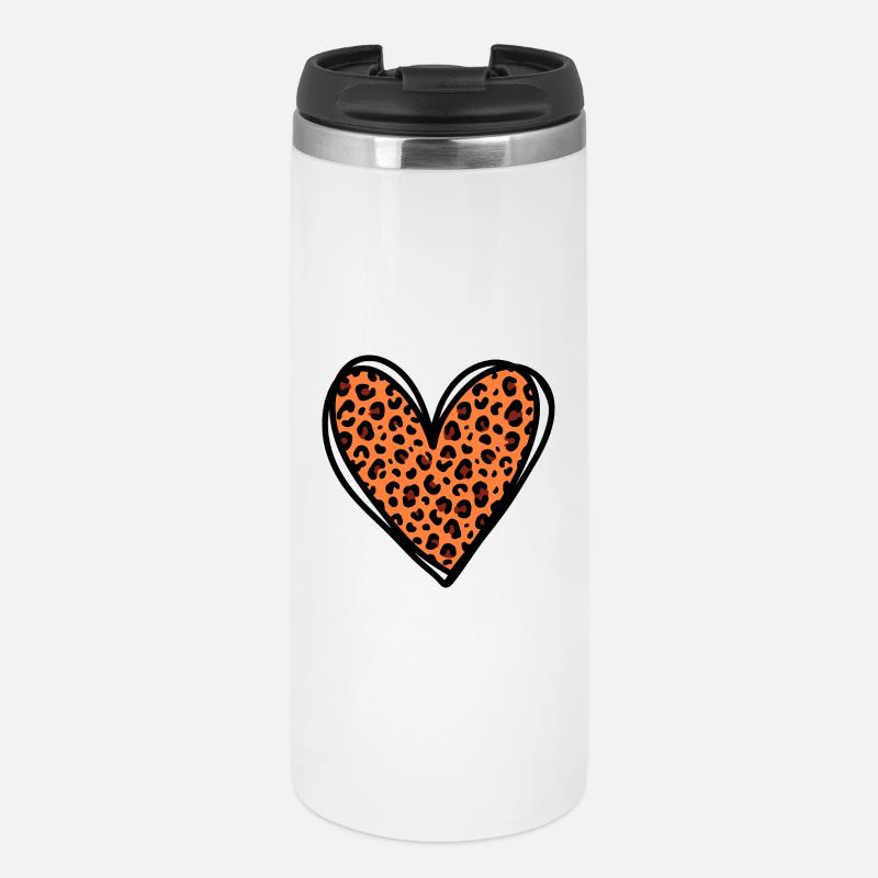 Motif de cœur de la Saint-Valentin en imprimé léopard - Mug isotherme - blanc