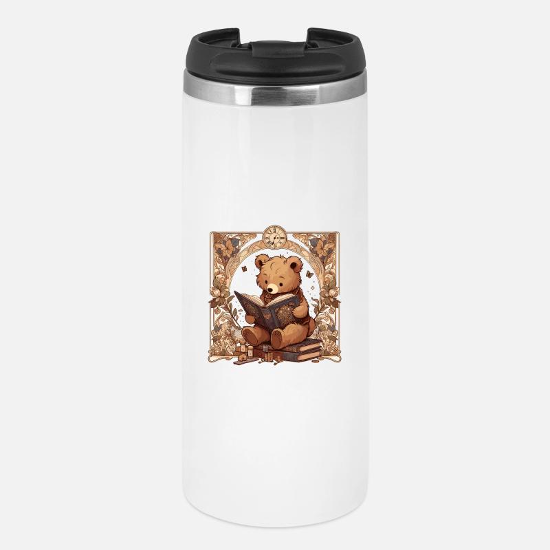 Reading Bear – Cute Design for Book Lovers - Thermal Cup - white