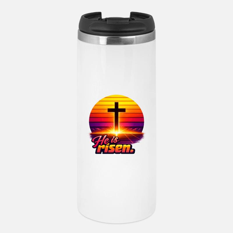 He is risen Sunset retro - Thermobecher - Weiß