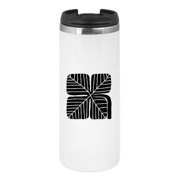 Bold Lucky Clover Linocut Design - Thermobecher - Weiß - Vorne
