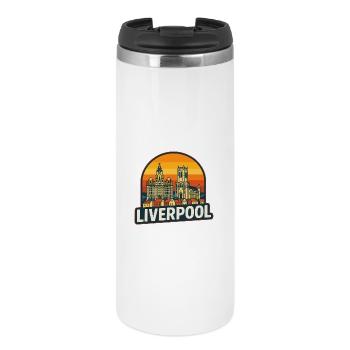 Vintage Liverpool Skyline Retro Sunset Design - Thermal Cup - white - Front