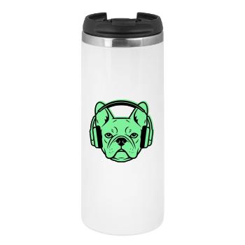 Frenchie DJ Kopfhörer Musik - Thermobecher - Weiß - Vorne