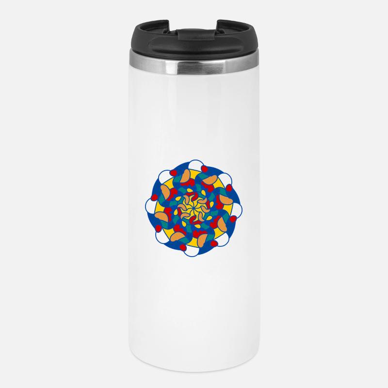 Bright Kaleidoscope Mandala - Thermal Cup - white