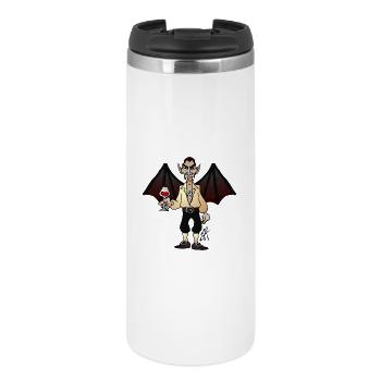 Vampire Dracula with Wine and Bat Wings - Thermal Cup - white - Front
