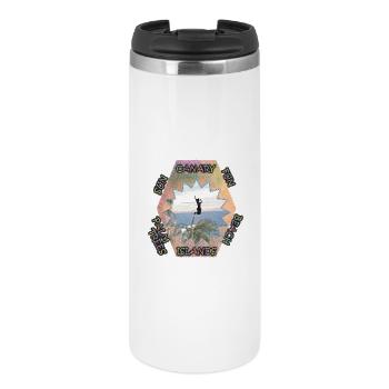 Les îles Canaries avec leur propre touche - plaisir ensoleillé sur la plage - Mug isotherme - blanc - Devant