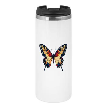 Beautiful Colorful Butterfly Spring Motif - Thermal Cup - white - Front