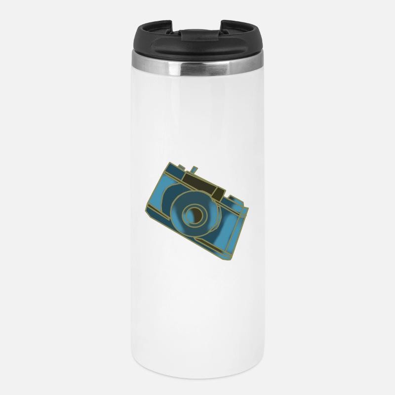 Camera Motif Retro Blue - Thermal Cup - white