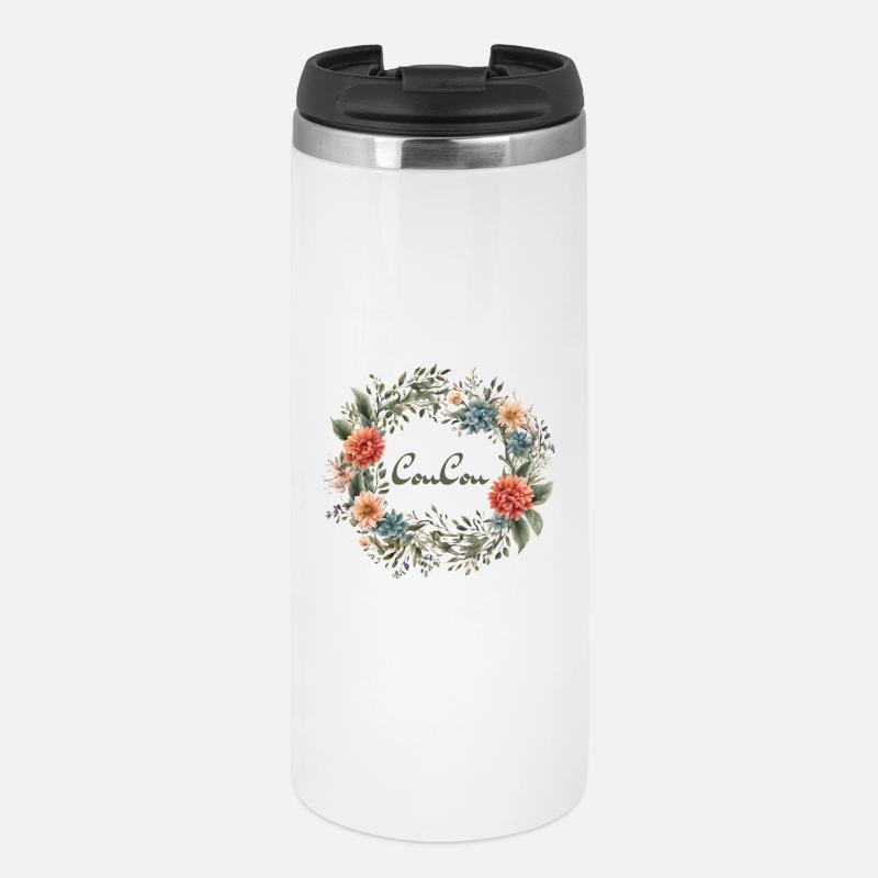 CouCou Flower - Couronne florale - Fleurs - Couronne - Mug isotherme - blanc