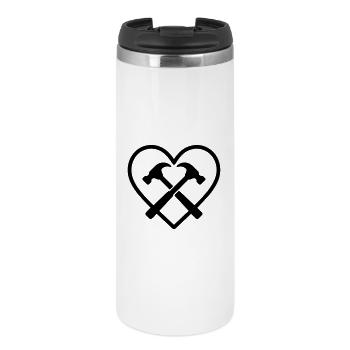 Marteaux croisés coeur constructeur outils de bricolage - Mug isotherme - blanc - Devant