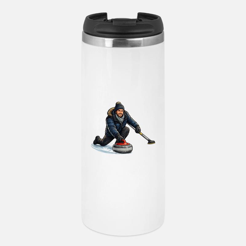 Héros du curling dans le vent de glace - Mug isotherme - blanc
