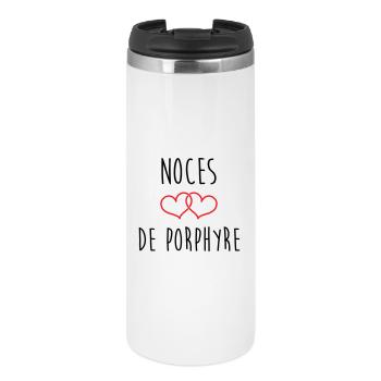 Porphyr-Hochzeit 33 Jahre Ehe - Thermobecher - Weiß - Vorne