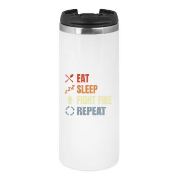 Manger, dormir, combattre le feu, répéter - Mug isotherme - blanc - Devant