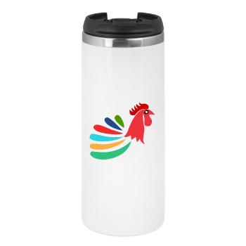 COQ. CHEVAL. POULE. COQ. ANIMAL. OISEAU. LICORNE. - Mug isotherme - blanc - Devant
