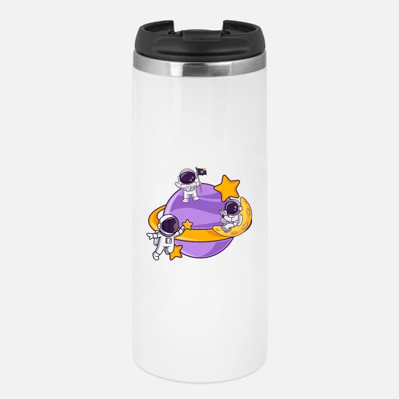 Équipe d’astronautes dans la sphère lunaire spatiale - Mug isotherme - blanc