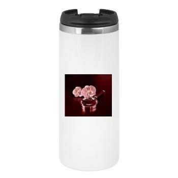 Orchid flowers and Magnifying Glass - Thermal Cup - white - Front
