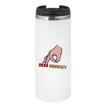 Comic Hand Index Finger with Retro Text - Thermal Cup - white - Front