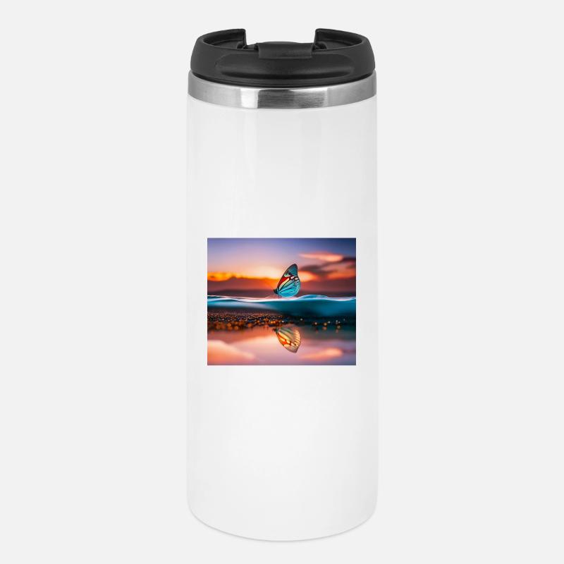 Colorful butterfly at sunset - Thermal Cup - white