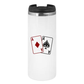 Cartes de poker – Texas Hold’em Casino Design - Mug isotherme - blanc - Devant