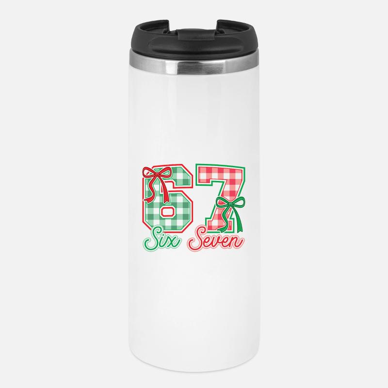 Festive 67 Gingham Bows - Thermal Cup - white