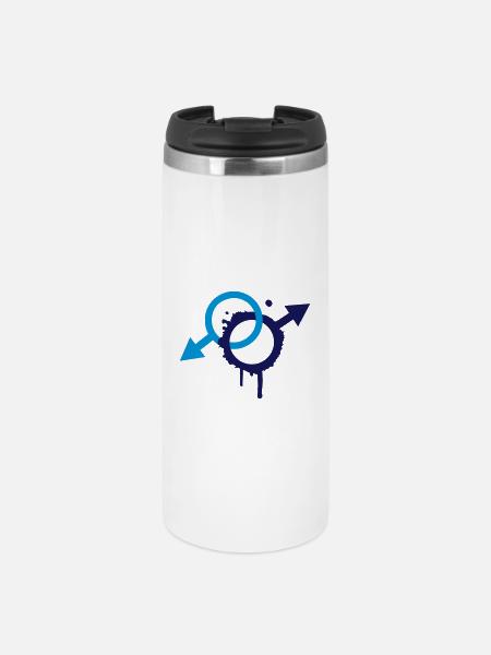zwei männliche Symbole - Thermobecher - Weiß