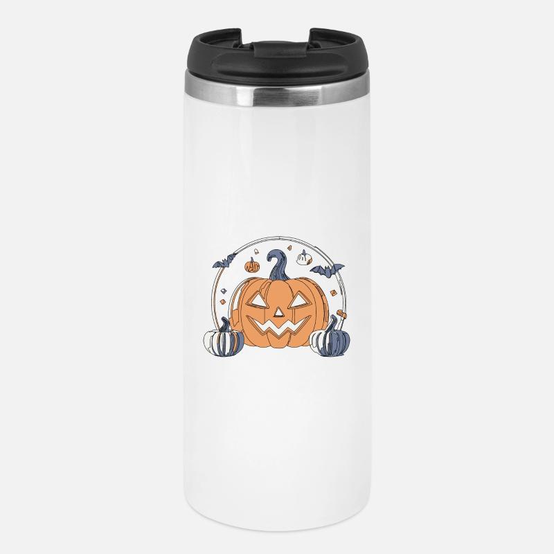 Spooky Halloween Pumpkin Halloween Decor - Thermal Cup - white