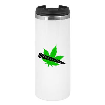 Grünes Blatt-Silhouette-Design - Thermobecher - Weiß - Vorne