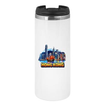 Hong Kong Skyline  - Thermobecher - Weiß - Vorne
