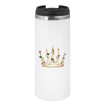 délicate couronne de la Belle au bois dormant faite de pétales de rose et de feuilles - Mug isotherme - blanc - Devant