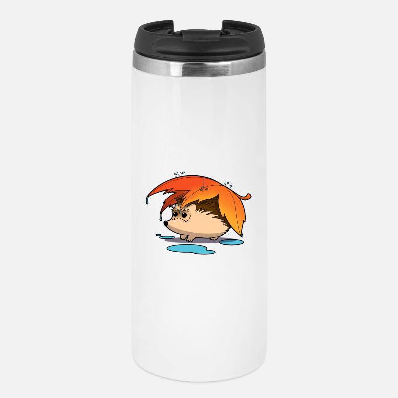Hedgehog under leafy umbrella - Thermal Cup - white