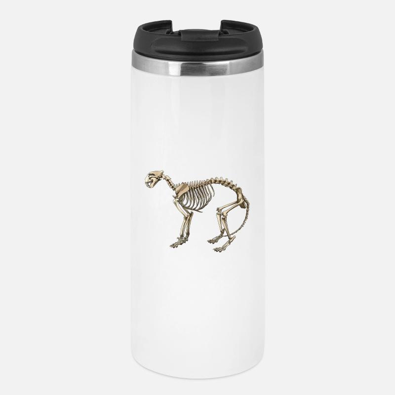 Illustration Cat Skeleton - Thermobecher - Weiß