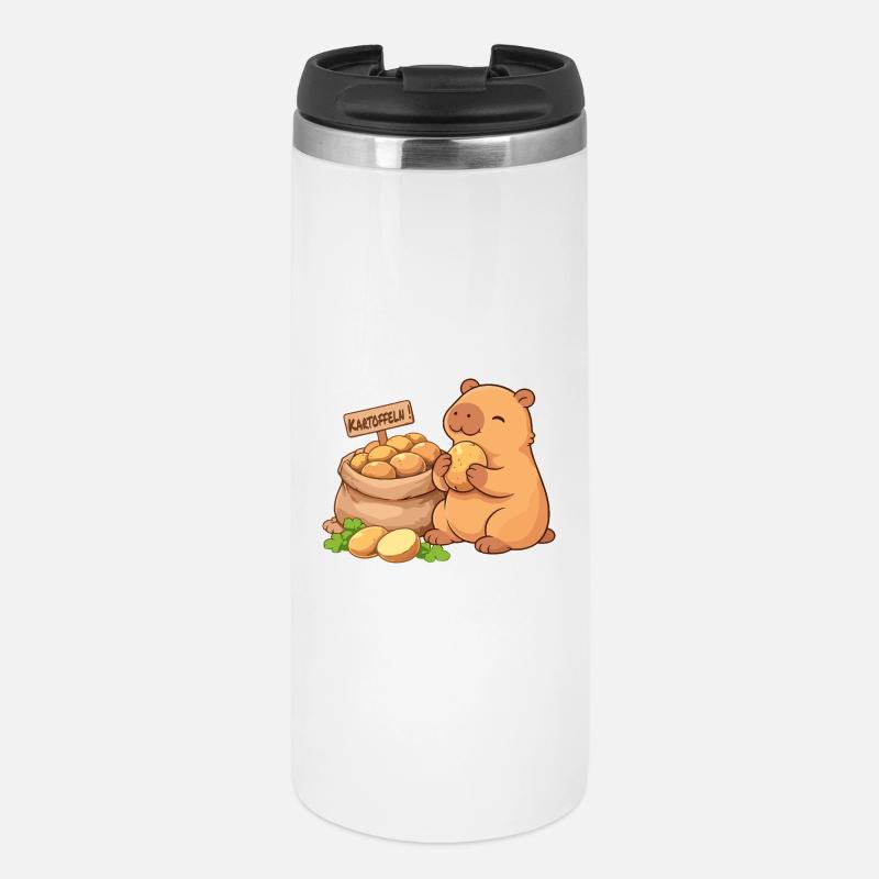 Capybara with potatoes – relaxed & cute - Thermal Cup - white