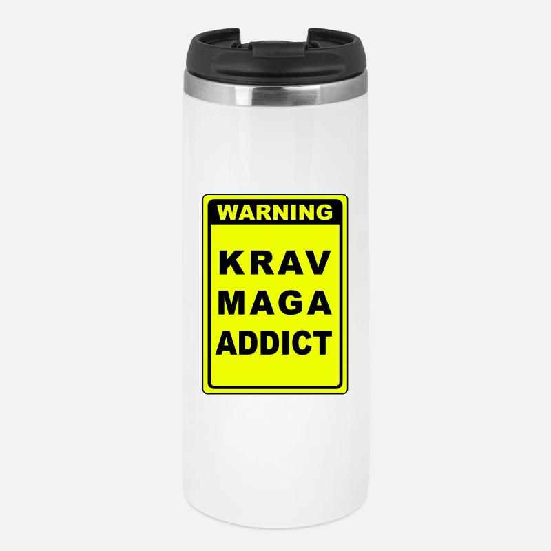 Warning Krav Maga Addict - Thermal Cup - white