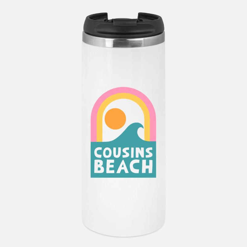 Cousins Beach – Design rétro de coucher de soleil - Mug isotherme - blanc