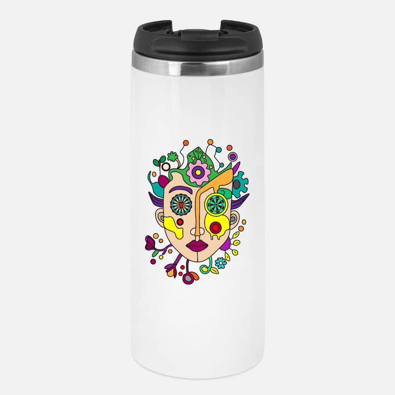 Kaleidoscopic split face - Thermal Cup - white
