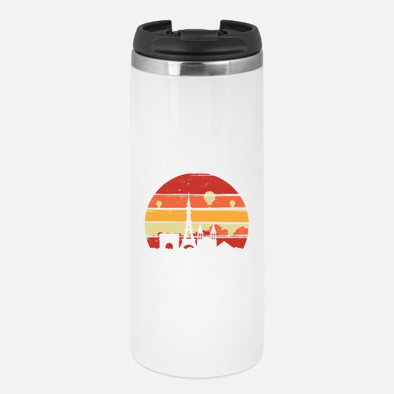 Paris Sunset Skyline Silhouette - Thermal Cup - white