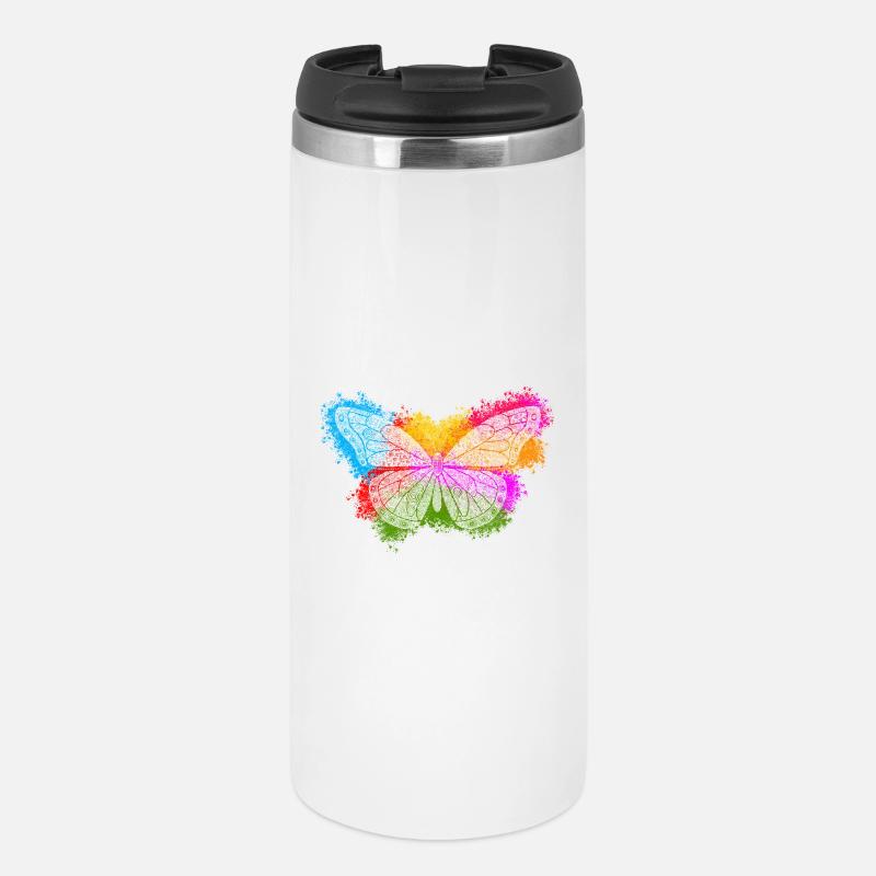 Papillon Zentangle - Mug isotherme - blanc