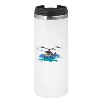 Helicopter approaching the mountains - Thermal Cup - white - Front