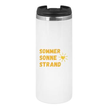 Sommer - Sonne - Strand - Endlich Urlaubszeit! - Thermobecher - Weiß - Vorne