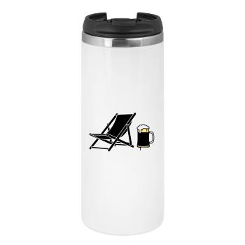 Silhouette de la chaise longue et de la chope de bière - Mug isotherme - blanc - Devant