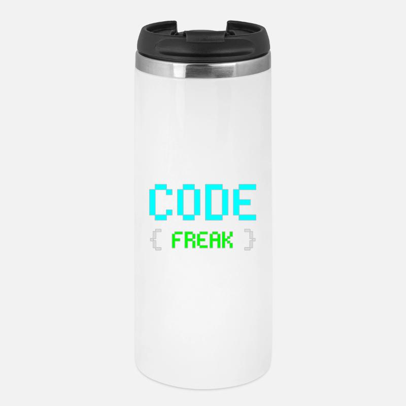 T-shirt néon Pixel Code Freak - Mug isotherme - blanc
