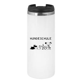 Lustige Hundeschule - Hund - Hunde - Comic - Thermobecher - Weiß - Vorne