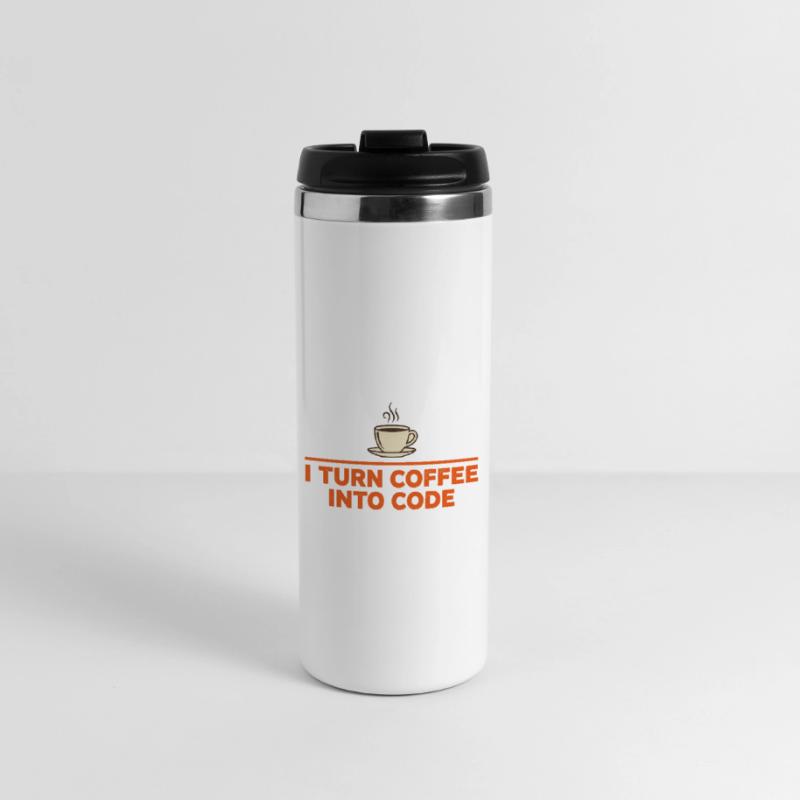 I Turn Coffee Into Code – Programmierer Retro Thermobecher