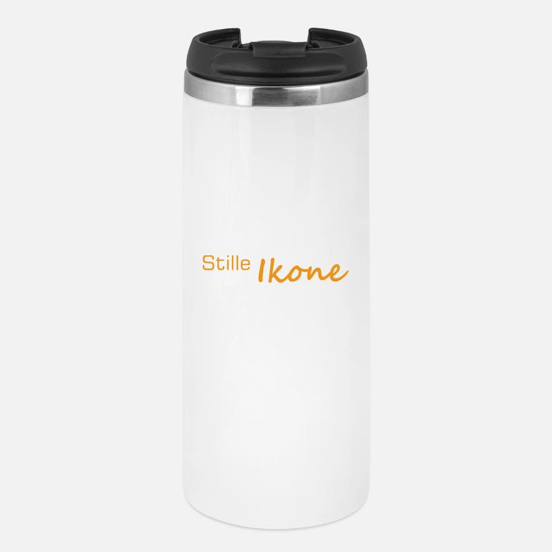 Stille Ikone Schrift in Orange - Thermobecher - Weiß