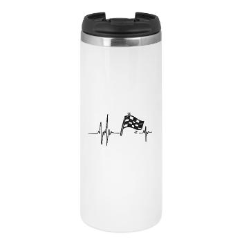 Course Automobile | Cœur Bat Drapeau à Damier - Mug isotherme - blanc - Devant