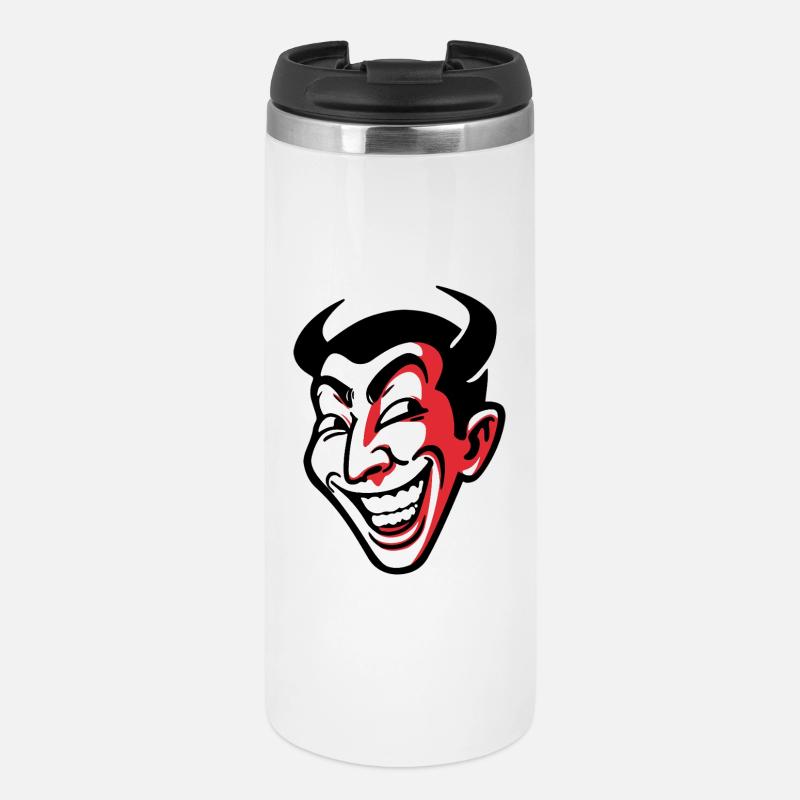 Expressive Smiling Comic Face Design - Thermal Cup - white