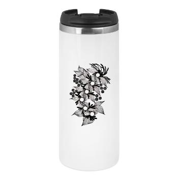 Black and White Flower Spiral - Thermal Cup - white - Front