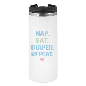 NAP EAT DIAPER REPEAT Shirt – Funny Baby Saying - Thermal Cup - white - Front