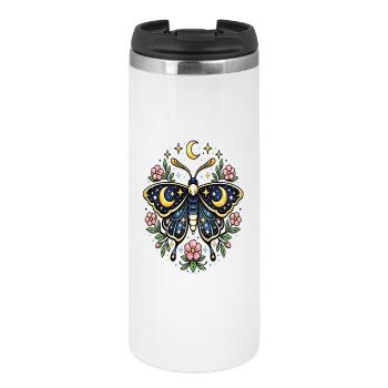 Celestial Butterfly Moon Flowers Stars - Thermal Cup - white - Front